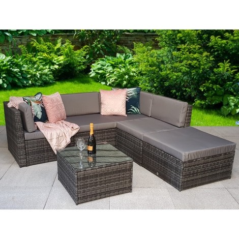 Stella - Outdoor - Grey - Modular Corner Sofa with Coffee Table - UV Treated Wicker