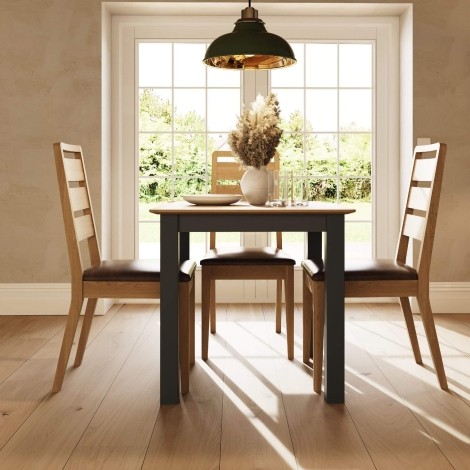 Taberno Solid Oak Square Dining Table Graphite Blue