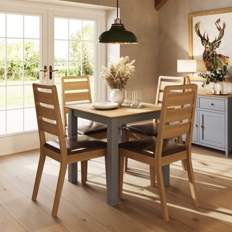 Taberno Solid Oak Square Dining Table Dove Grey