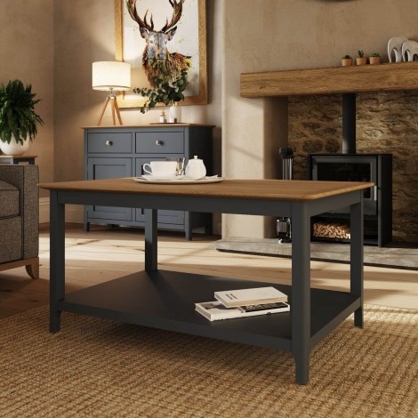 Taberno Solid Oak Coffee Table Graphite Blue