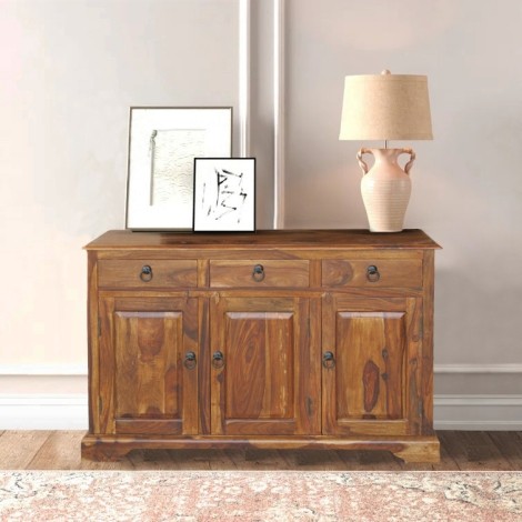 Ganga - Sheesham Wood - Honey Colour - 3 Door 3 Drawer - Sideboard