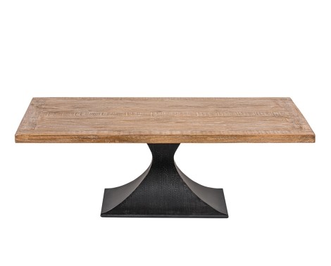 Terrington Waxed Pine - Reclaimed - Light Grey Coffee Table - Curved Iron Base - Industrial Style