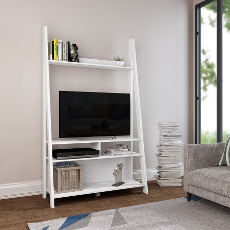 Tiva - 3 Shelves - Ladder TV Unit - White Finish