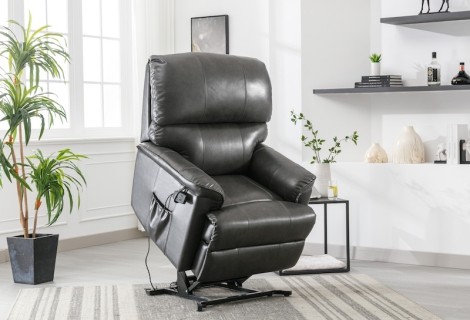 GFA - Toulouse - Grey - Leather - Dual Motor - Lift and Riser Recliner Chair