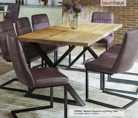 Baumhaus Urban Elegance - Reclaimed Table LARGE (Diagonal Leg / 95cm x 230cm top) 6-10 Seater