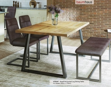 Baumhaus Urban Elegance - Reclaimed Table SMALL (Horizontal Leg / 95cm x 170cm top) 4-6 seater