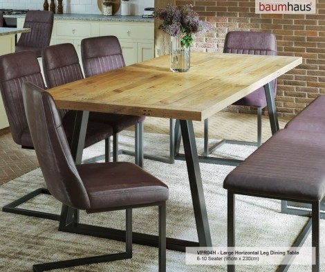 Baumhaus Urban Elegance - Reclaimed Table LARGE (Horizontal Leg / 95cm x 230cm top) 6-10 seater