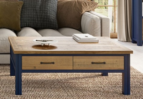 Splash Of Blue - Painted - Reclaimed - 4 Drawer Coffee Table