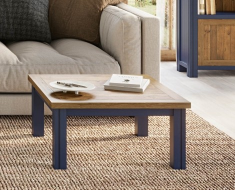 Splash Of Blue - Painted - Reclaimed - Square - Low Coffee Table