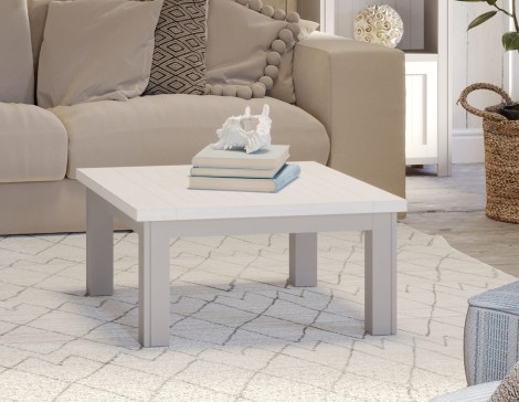 Greystone - Painted - Square - Low Coffee Table - Distressed White Top