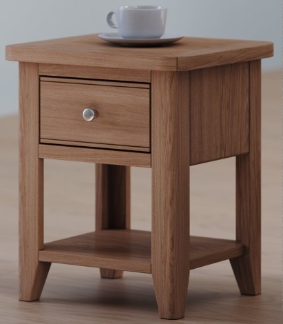 Arlena - Natural Oak 1 Drawer Lamp Table - Matte Lacquer Finish