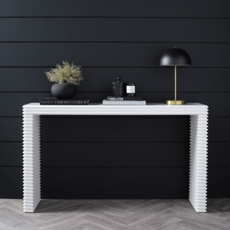 Zen White Ribbed Console Table (140cm)