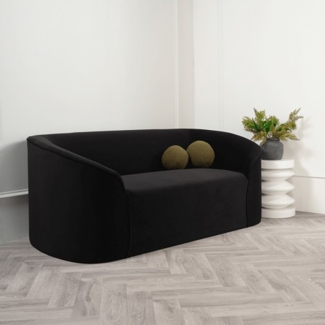 Zuma - Black Velvet Fabric 2 Seater Sofa